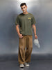 Textured Men's Casual Regualr Fit T-Shirt | Olive
