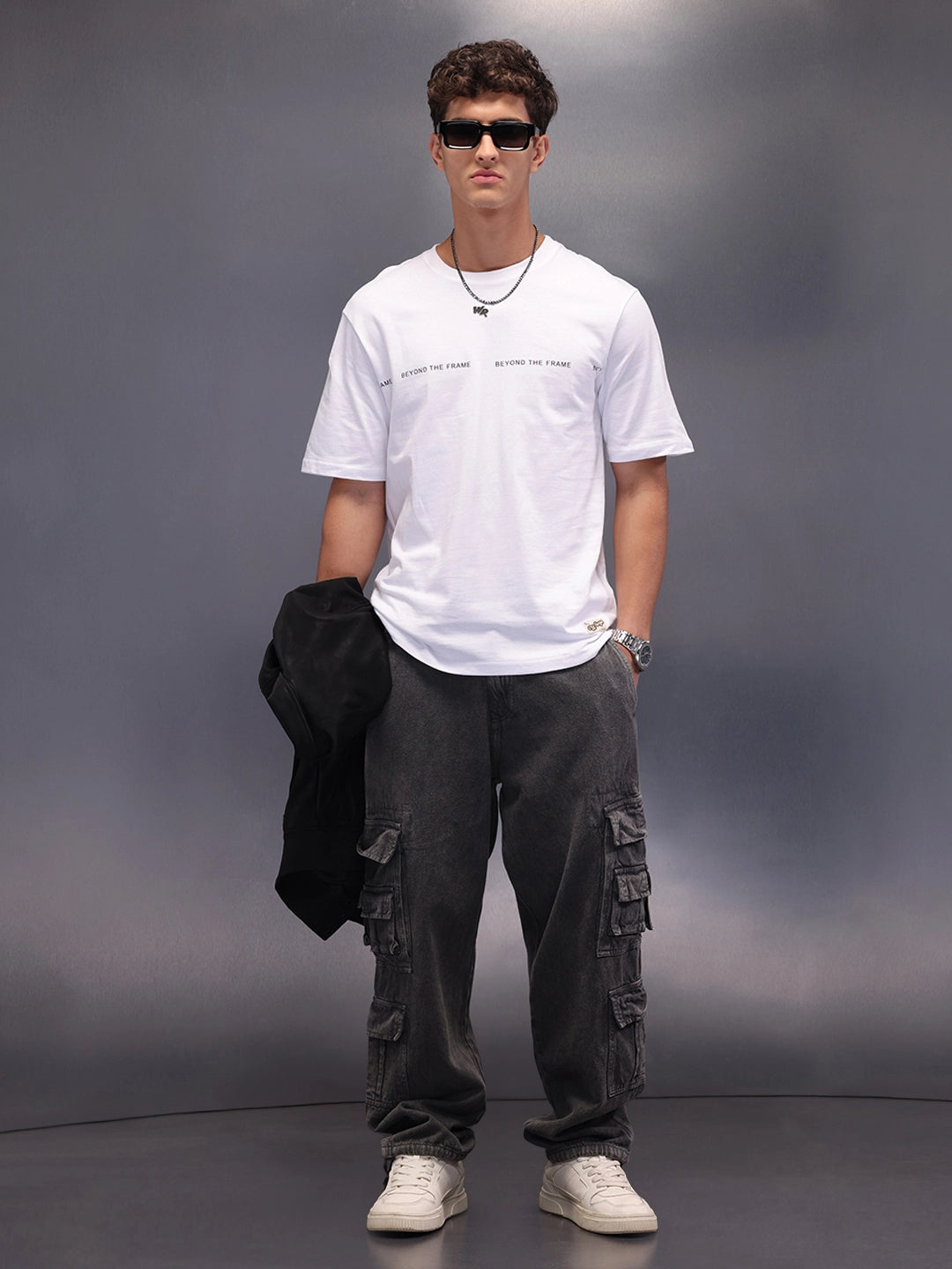 Placement Printed Oversized T-Shirt | White