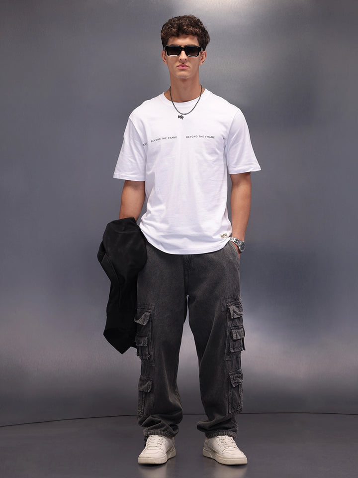 Placement Printed Oversized T-Shirt | White