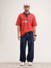 Oversized Placement Printed T-Shirt | Red