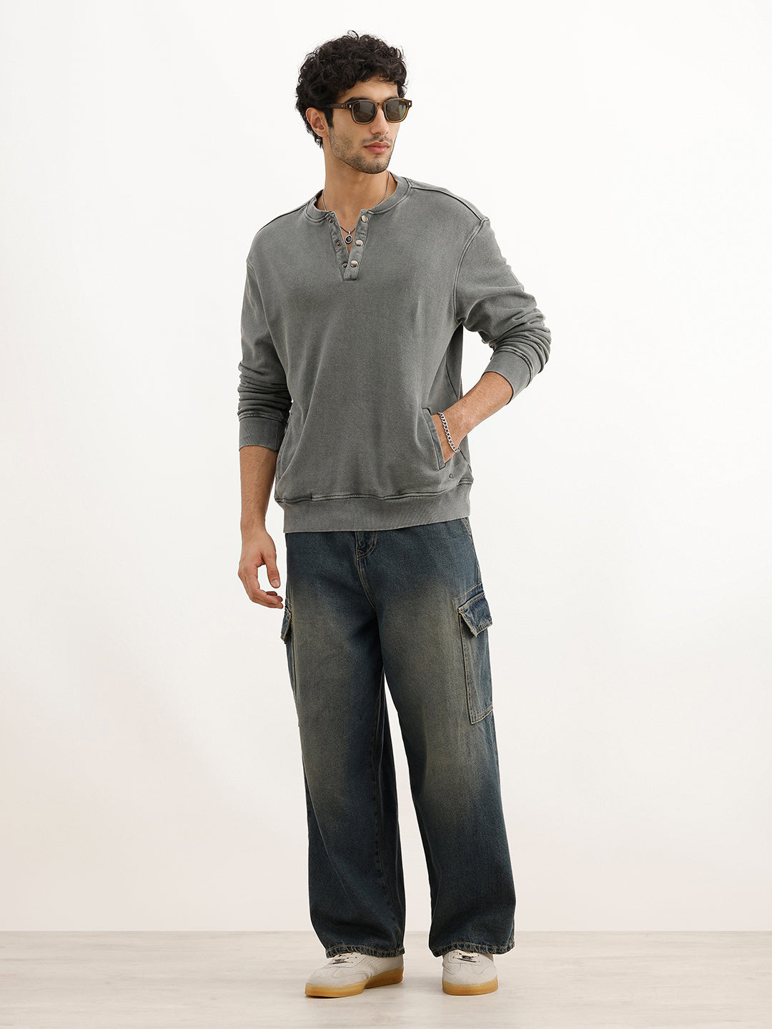 Washed Comfort Fit Sweatshirt | Olive