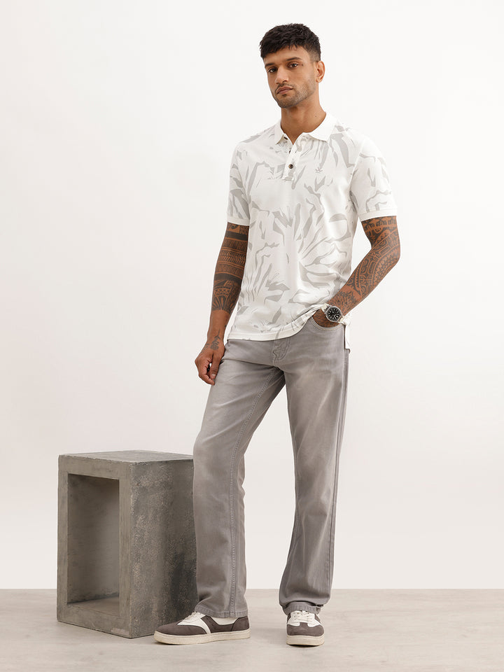 Classic Slim Fit AOP Polo T-Shirt | Off White