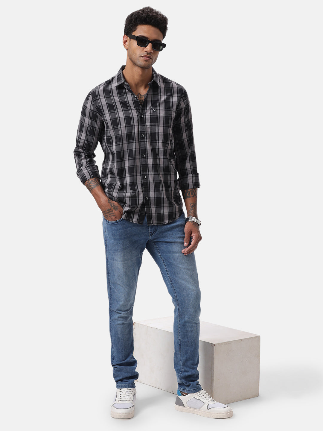 Black Grey Classic Checked Shirt