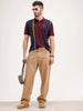Slim Fit Pannel Printed Polo T-Shirt | Maroon