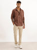 Slim Fit Textured Striped Shirt | Brown
