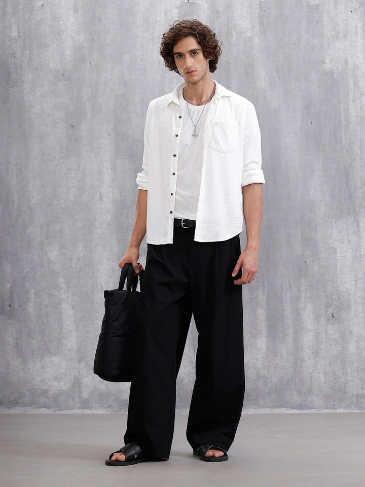 Textured Full Sleeve Shirt | White