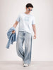 Solid Flock Printed T-Shirt   |  Light Blue