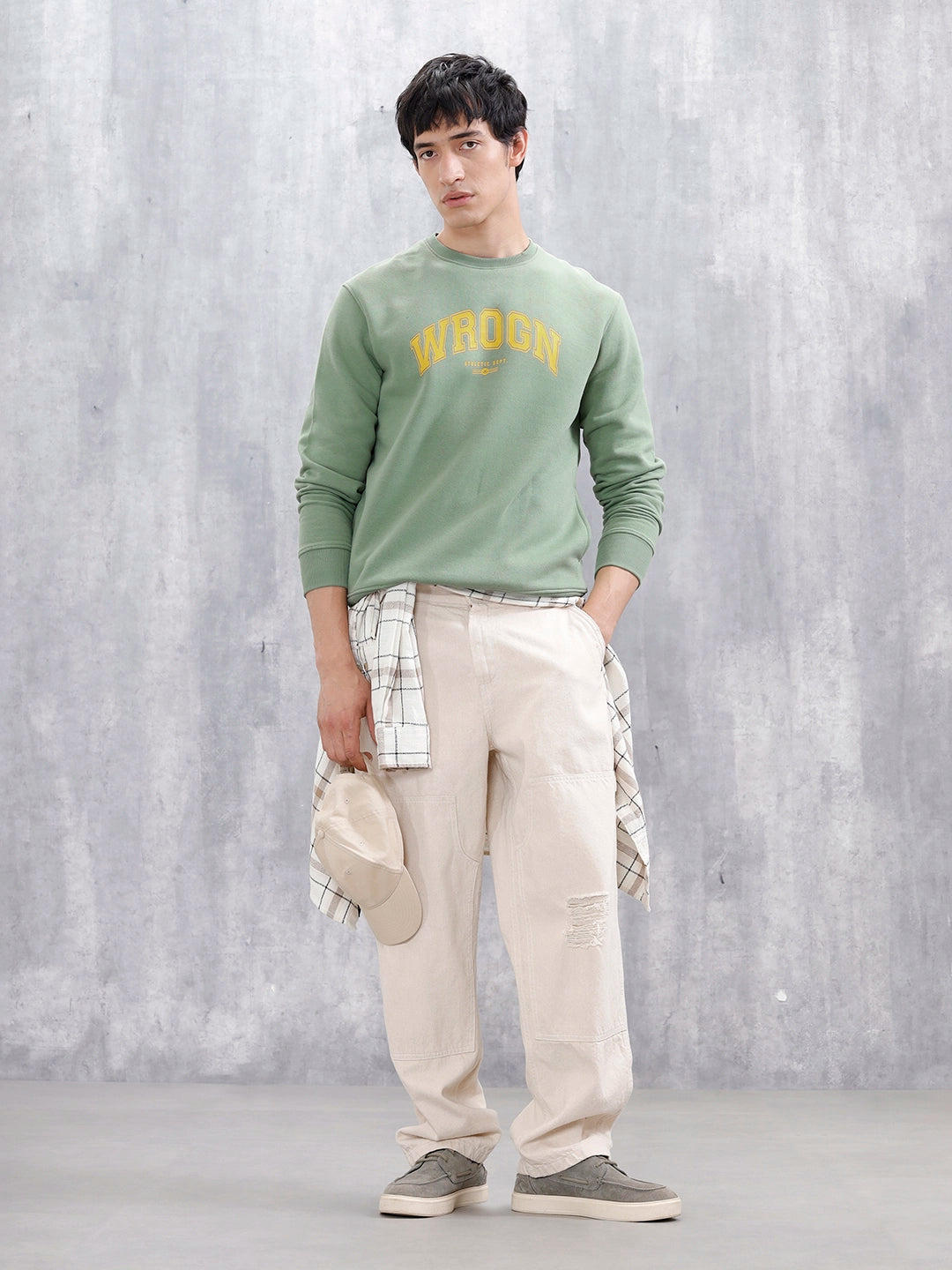 Varsity Printed Men’s Sweatshirt In Comfort Fit | Green