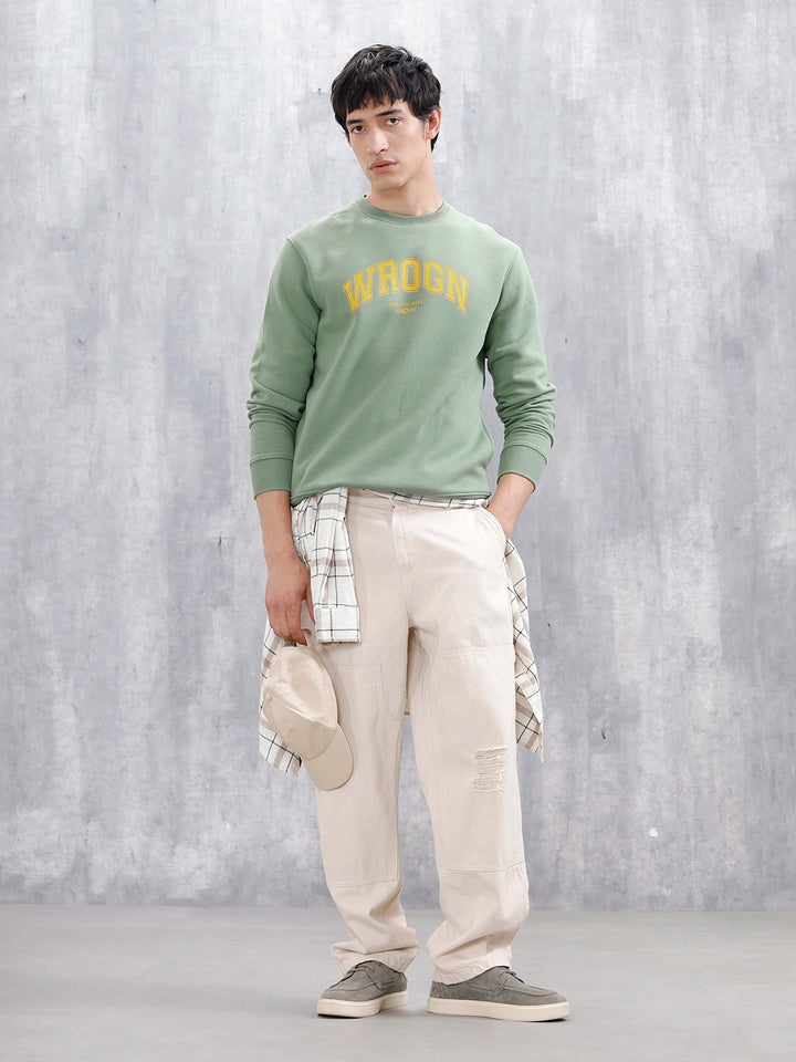 Varsity Printed Men’s Sweatshirt In Comfort Fit | Green