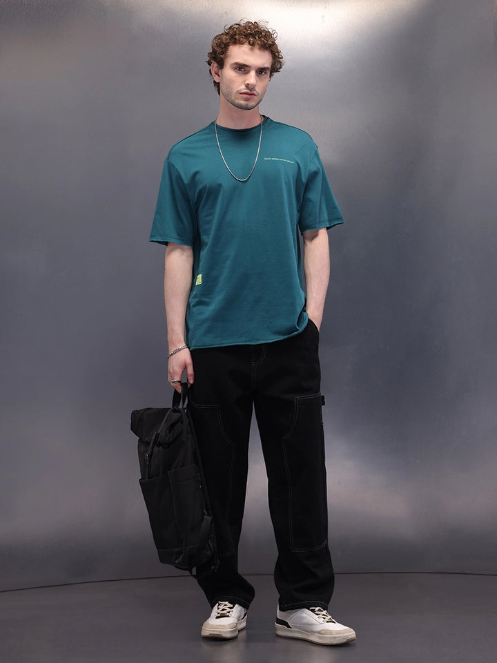 Raw Edge Printed T-Shirt | Green