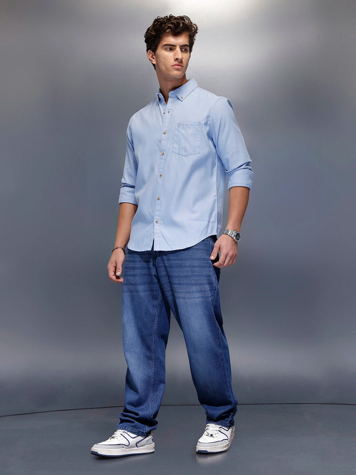 Men's Casual Slim Fit Shirt   |  Blue