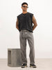 Washed Cut Off Sleeves T-Shirt | Black