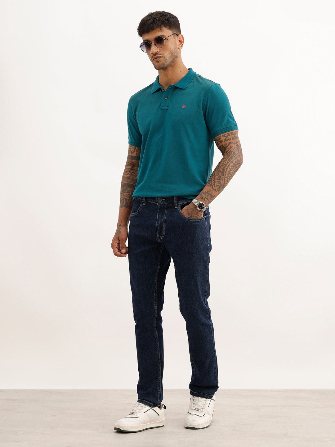 Solid Slim Fit Polo T-Shirt | Teal | WWTS321F