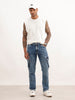 Classic Washed Straight Fit Denim Cargos | Blue