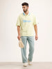 Oversized Contrast Colllar Polo T-Shirt | Yellow