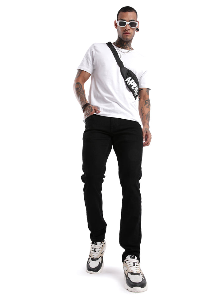 Apex Black Solid Casual Jeans