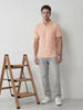 Classic Textured Polo T-Shirt | Peach