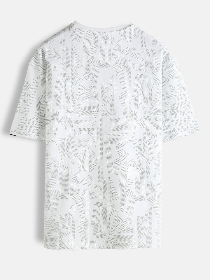 Tonal AOP Oversized T-Shirt | White