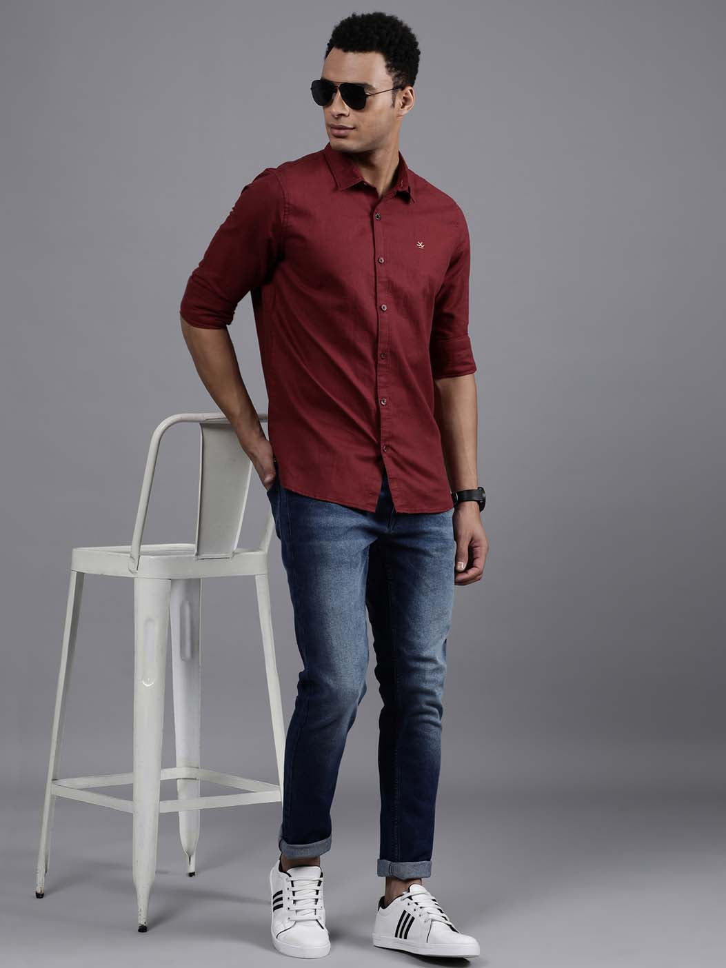 Maroon Linen Full Sleeve Shirt