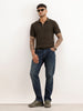 Textured Slim Fit Polo T-Shirt | Olive