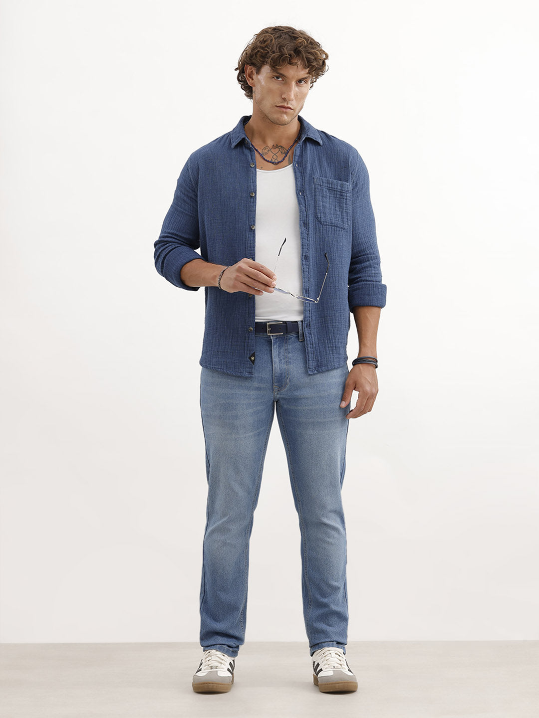 Faded Slim Fit Denim Jeans | Light Blue