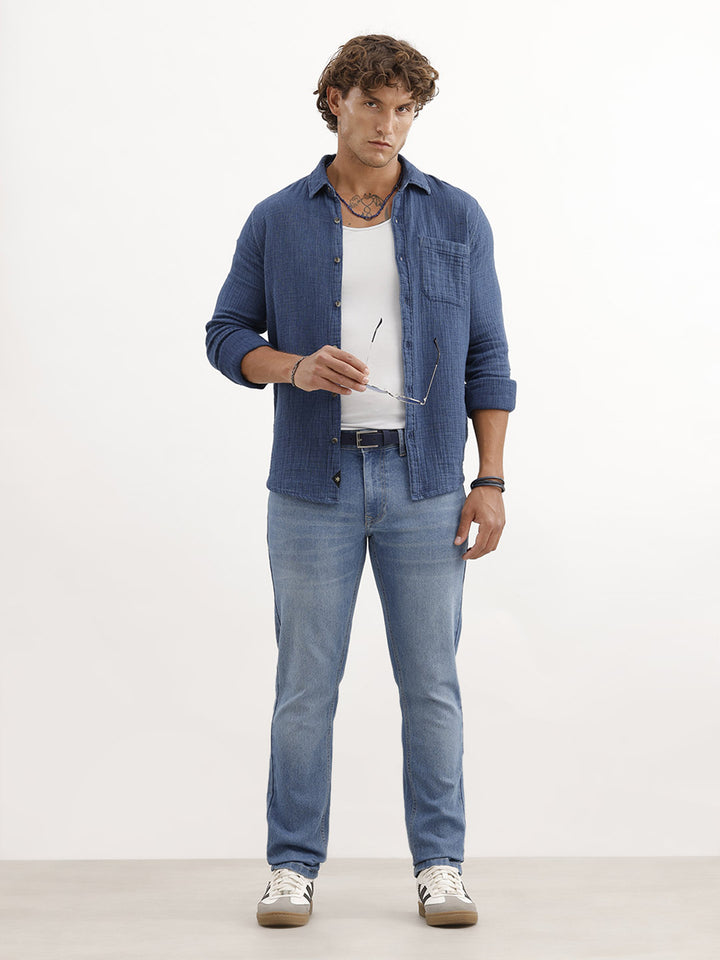 Faded Slim Fit Denim Jeans | Light Blue