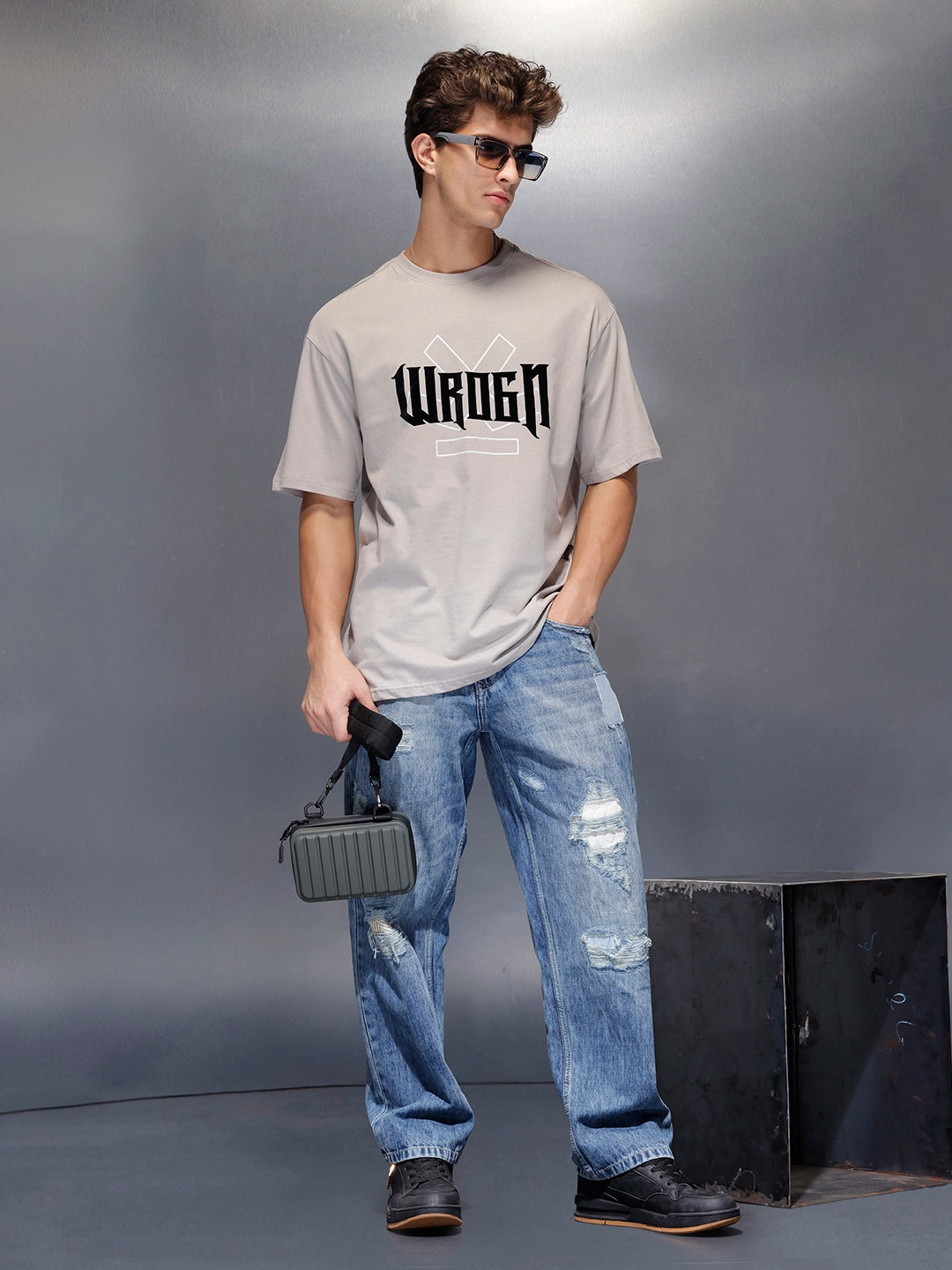 Black Street Typography Tshirt | Grey