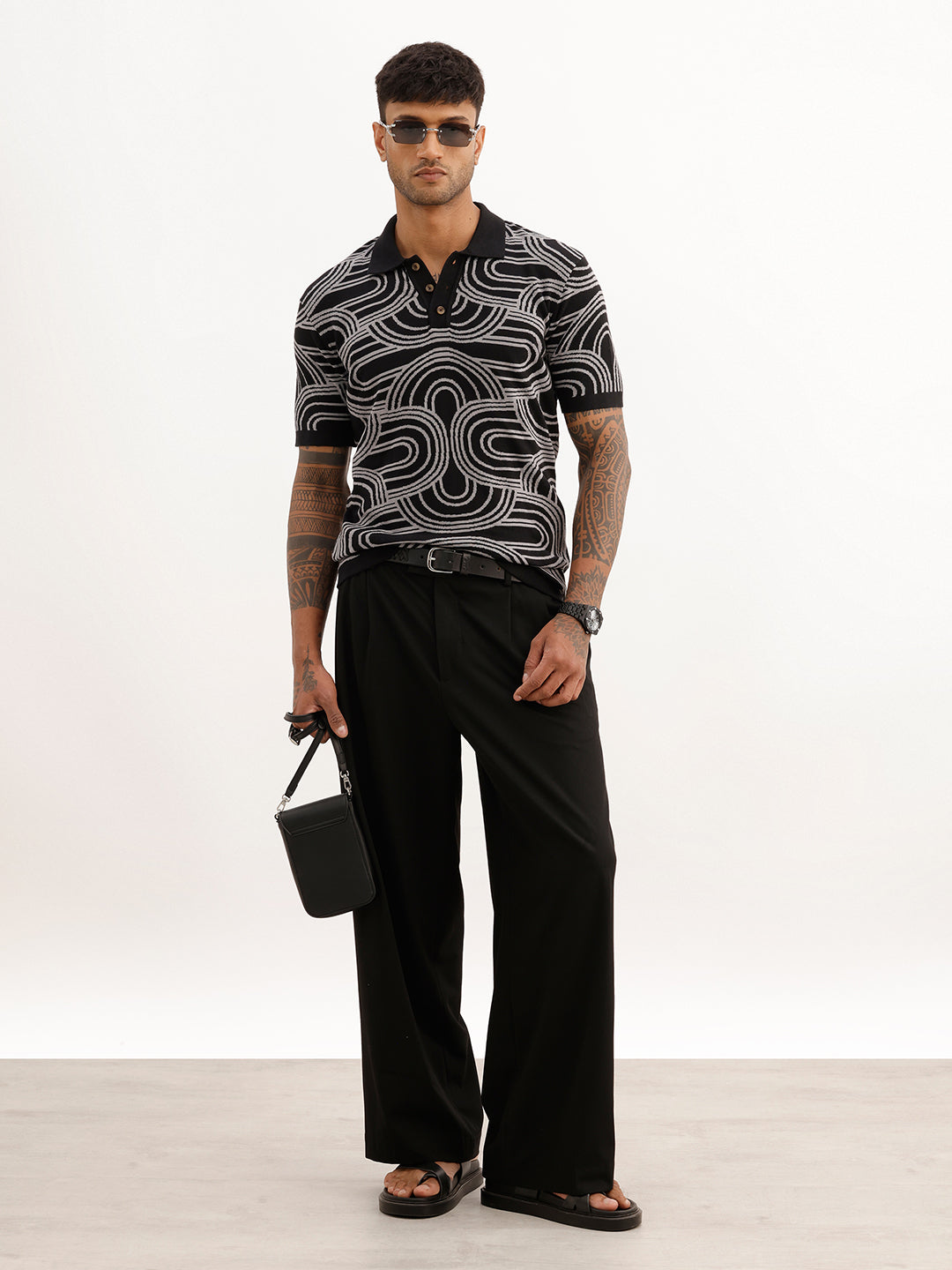 Classic Comfort Fit Jacquard Shirt | Black