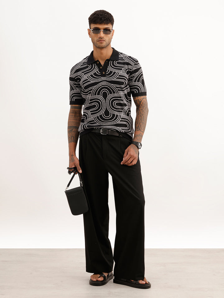Classic Comfort Fit Jacquard Shirt | Black