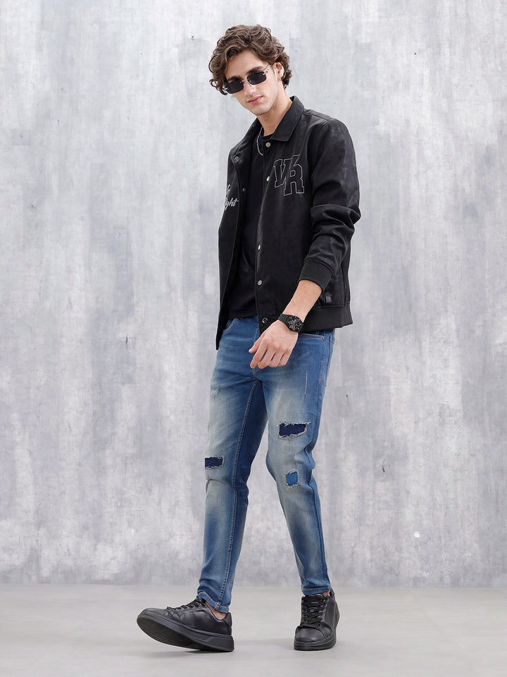 Men Casual Skinny Crop Jeans | Med Stone
