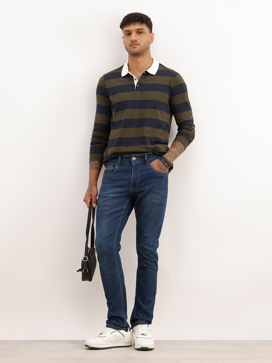 Slim Fit Faded Denim Jeans | Dark Blue