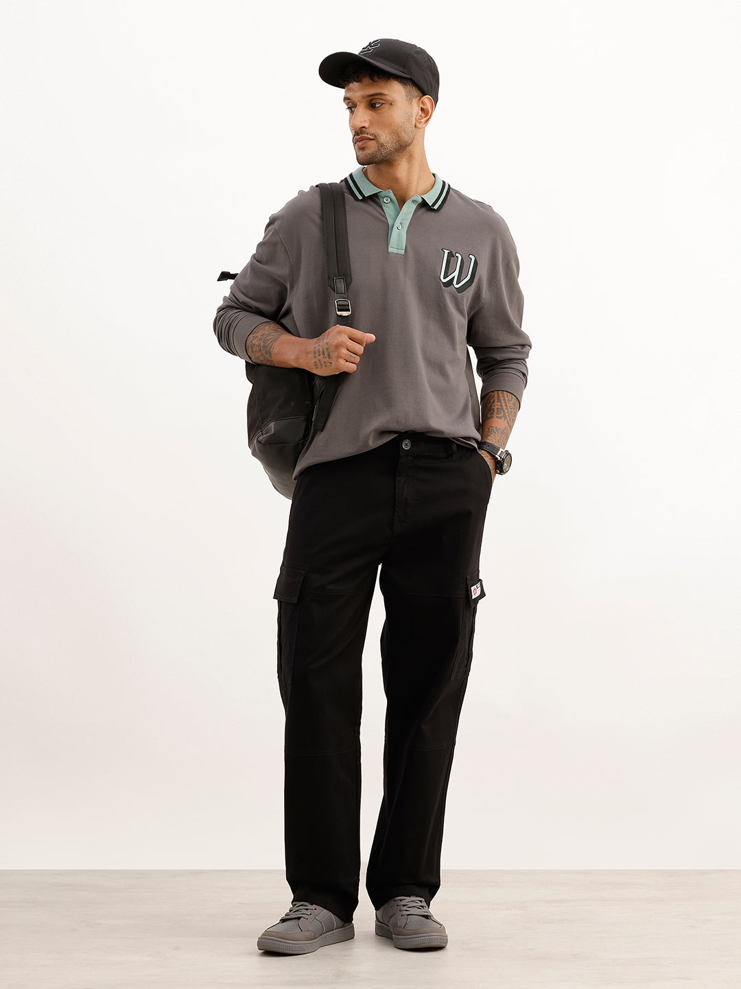 Classic Utility Loose Fit Trousers | Black