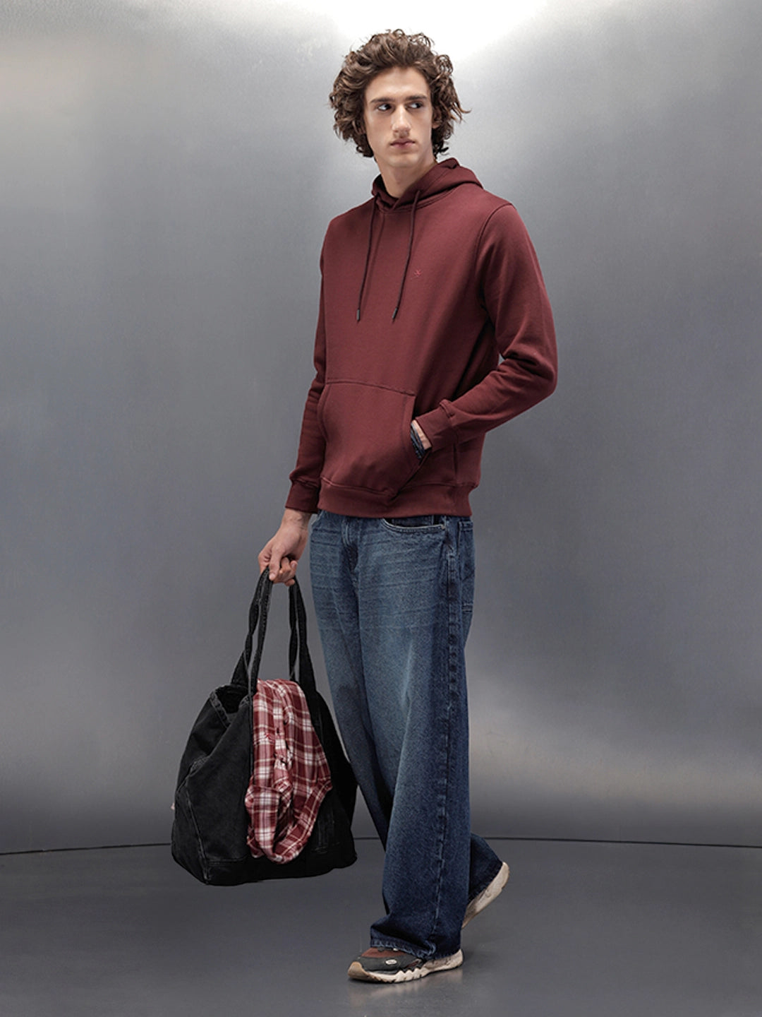 Regular Fit Maroon Hooded Pullover In Super Soft Fabric | Maroon
