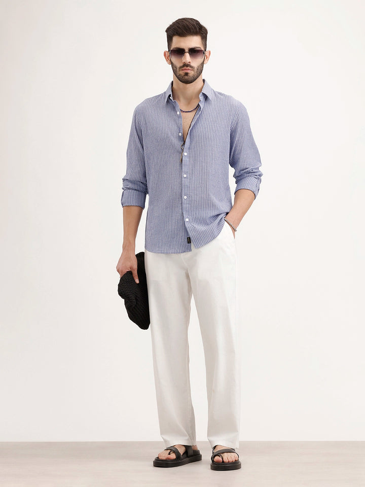 Slim Fit Striped Shirt | Blue