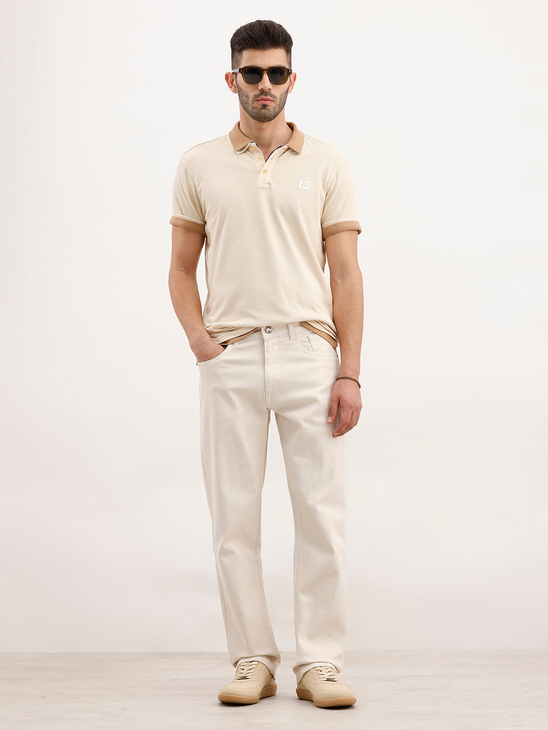 Solid Anti Fit Denim Jeans | Ecru