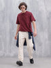 Mythical Faces Oversized Cotton Back Print T-Shirt | Maroon