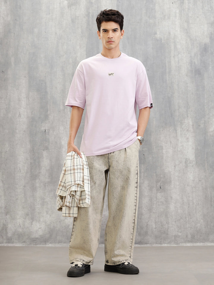 Placement Patchwork Oversized T-Shirt | Purple