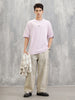 Placement Patchwork Oversized T-Shirt | Purple