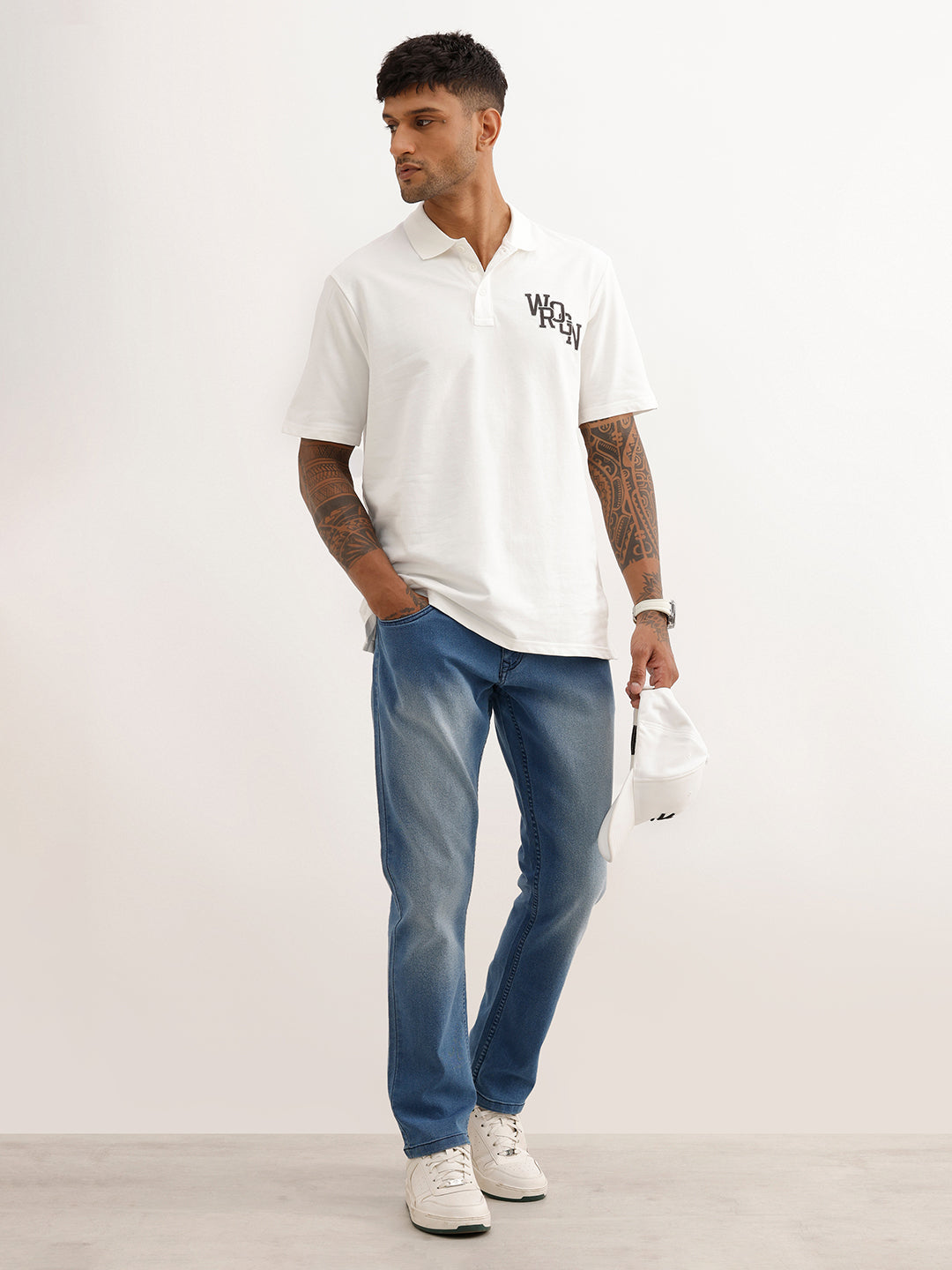 Comfort Fit Embroidery Patch Detail Polo T-Shirt | Off White