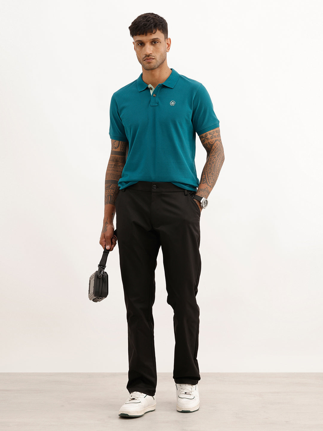 Classic Placement Printed Polo T-Shirt | Teal | WWTS368F