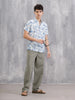 Fluid Viscose Nylon Shirt With Watercolour Inspired Aop | Blue