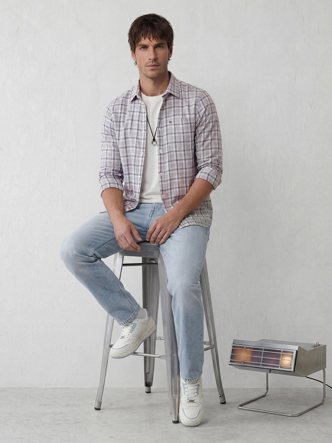 Classic Regular Fit Checkered Shirt | Grey