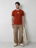 Men’s Retro Popcorn Textured Slim Fit T-Shirt | Maroon