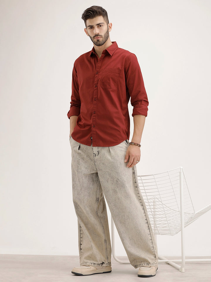 Solid Regular Fit Shirt | Maroon