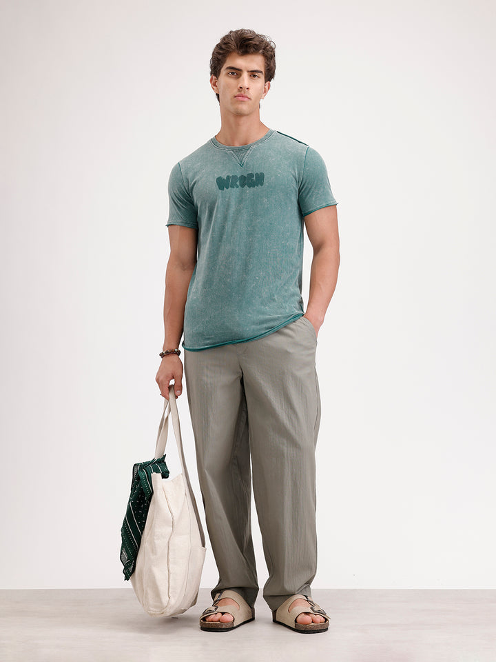 Slim Fit Washed T-Shirt  | Dark Green
