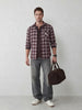 Refined Checks Slim fit Signature Embroidery shirt | Brown