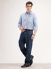Slim Fit Pannel Printed Shirt | Light Blue