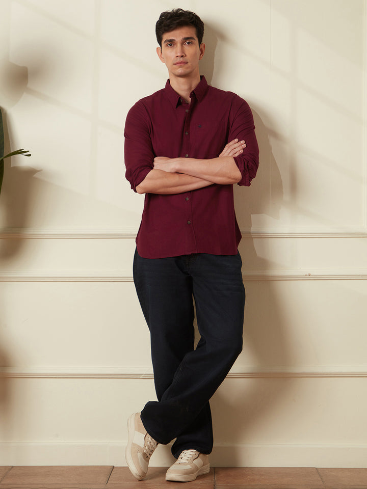 Classic Pure Cotton Shirt | Maroon