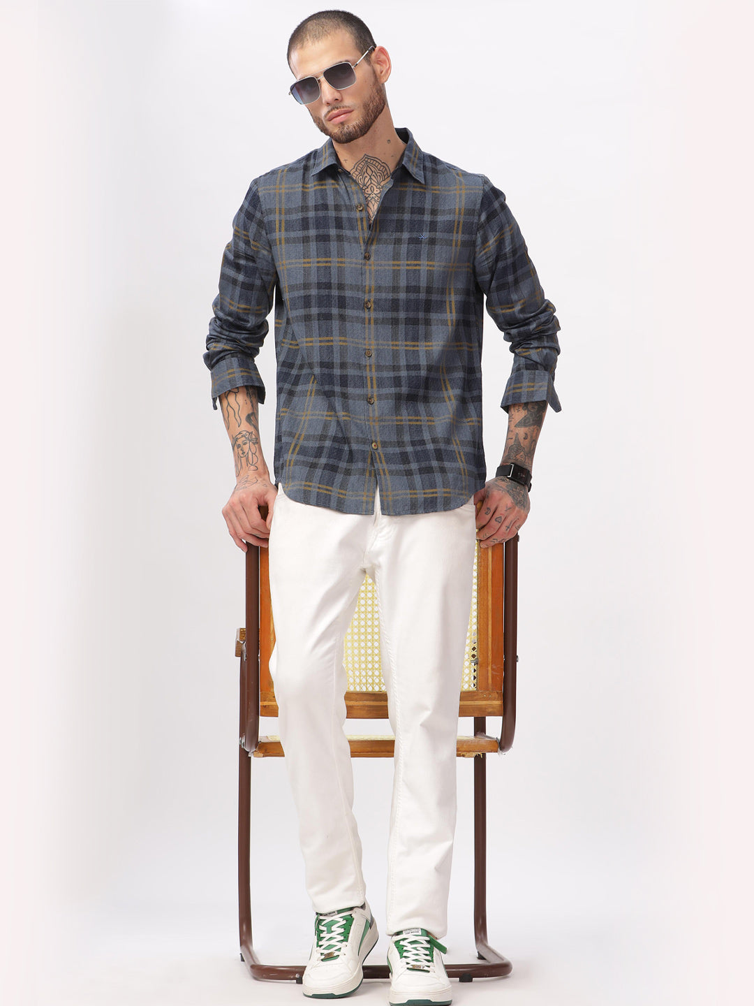 Blue Squares Checked Shirt