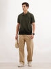 Slim Fit Placement Printed Polo T-Shirt  | Olive